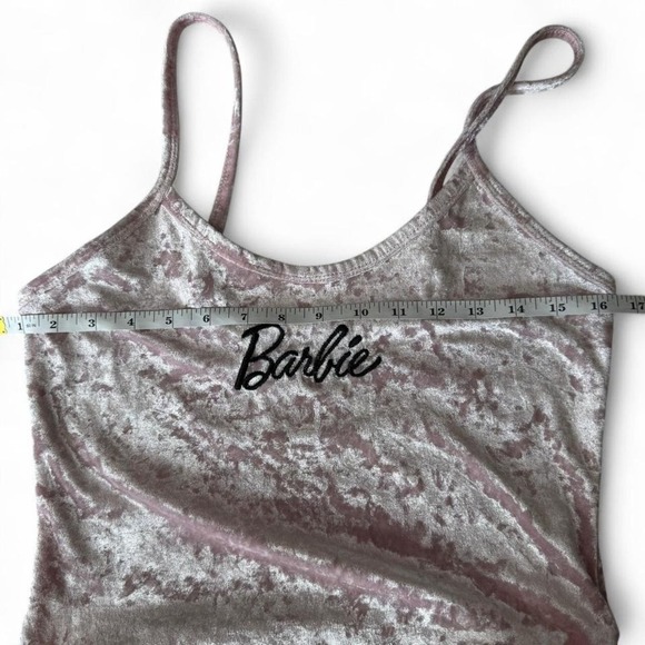 Barbie - Pink Velvet Crop Top - Women's Small - Y2K 90s Aesthetic Cami Tank - Picture 3 of 5